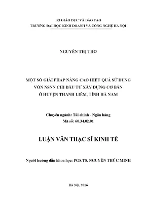 Giải Pháp Nâng Cao Hiệu Quả Sử Dụng Vốn NSNN Đầu Tư Xây