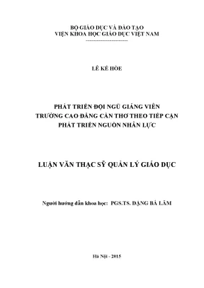 Phát Triển Đội Ngũ Giảng Viên Trường Cao Đẳng Cần Thơ: 