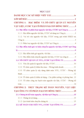 Quản Lý Nguyên Vật Liệu và CCDC Tại Công Ty Cổ Phần