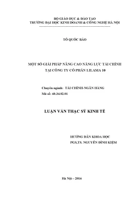Giải Pháp Nâng Cao Năng Lực Tài Chính Tại Công Ty Cổ