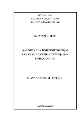 Nạn Nhân Tội Phạm Xâm Phạm Nhân Thân Tại Quảng Trị: Thực