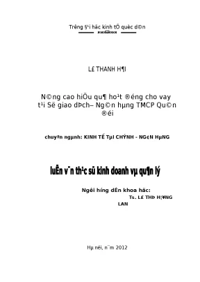 Nâng cao hiệu quả cho vay tại Ngân hàng TMCP Quân Đội