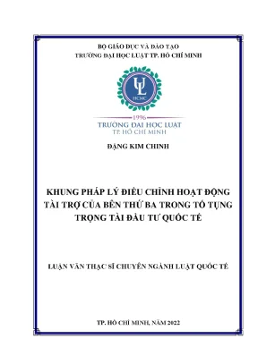 Khung Pháp Lý Tài Trợ Bên Thứ Ba Trong Tố Tụng Trọng Tài