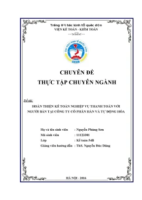 Hoàn thiện kế toán thanh toán với người bán tại Công ty