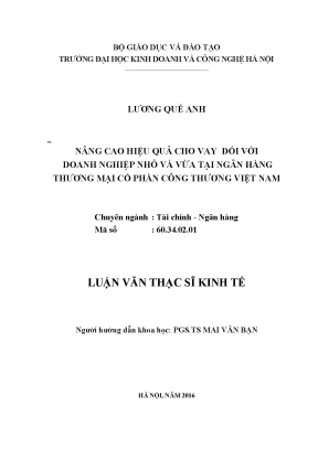 Nâng Cao Hiệu Quả Cho Vay Đối Với Doanh Nghiệp Nhỏ và