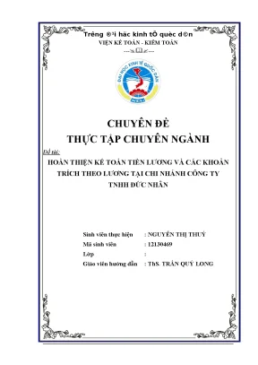 Hoàn Thiện Kế Toán Tiền Lương Tại Công Ty TNHH Đức Nhân