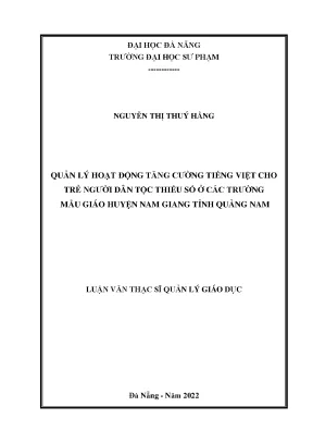 Quản Lý Hoạt Động Tăng Cường Tiếng Việt Cho Trẻ Dân Tộc