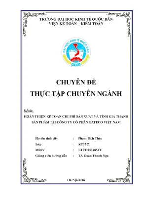 Hoàn thiện kế toán chi phí sản xuất và tính giá thành