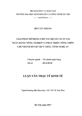 Giải Pháp Mở Rộng Cho Vay Hộ Sản Xuất Tại Ngân Hàng Nông