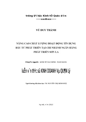 Nâng Cao Chất Lượng Tín Dụng Đầu Tư Phát Triển Tại Ngân