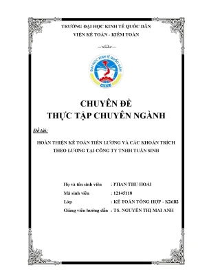 Hoàn Thiện Kế Toán Tiền Lương Tại Công Ty TNHH Tuấn Sinh