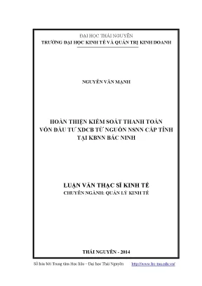 Kiểm Soát Thanh Toán Vốn Đầu Tư XDCB Từ NSNN Tại KBNN