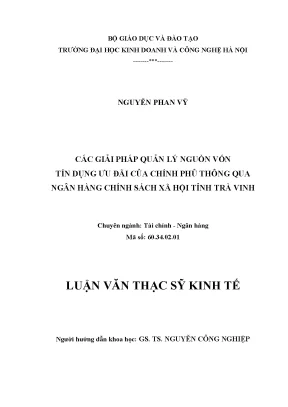 Giải Pháp Quản Lý Nguồn Vốn Tín Dụng Ưu Đãi Của Chính