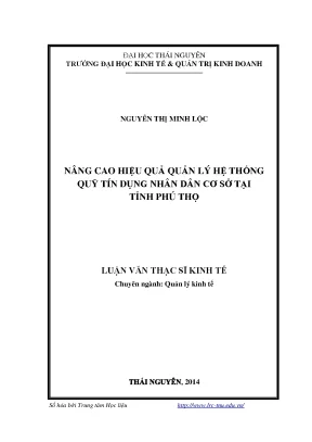 Nâng Cao Hiệu Quả Quản Lý Quỹ Tín Dụng Nhân Dân Tại Tỉnh