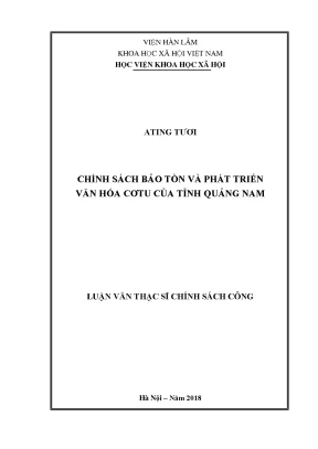 Chính Sách Bảo Tồn và Phát Triển Văn Hóa Cơtu Tỉnh Quảng Nam