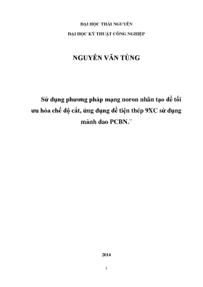 Tối ƣu Hóa Chế Độ Cắt Khi Tiện Thép 9XC Bằng Mạng Nơ Ron