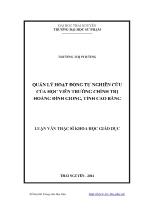 Quản Lý Hoạt Động Tự Nghiên Cứu Của Học Viên Tại Trường
