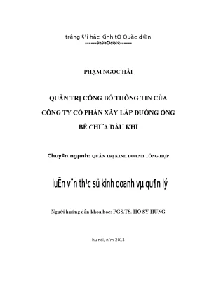 Quản Trị Công Bố Thông Tin Doanh Nghiệp: Nghiên Cứu Từ