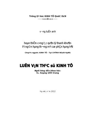 Hoàn thiện quản lý thanh khoản tại Ngân hàng TMCP Hàng Hải