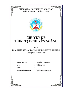 Hoàn thiện kế toán bán hàng tại Công ty TNHH Công nghiệp