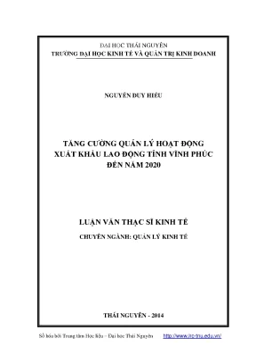 Tăng Cường Quản Lý Xuất Khẩu Lao Động Tỉnh Vĩnh Phúc Đến