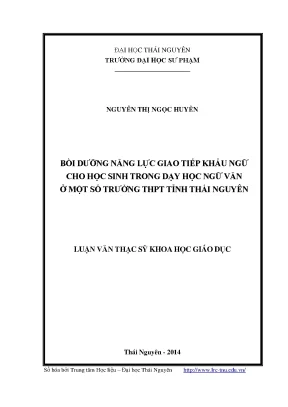 Bồi Dưỡng Năng Lực Giao Tiếp Khẩu Ngữ Trong Dạy Học Ngữ