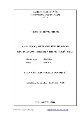 Nâng Cao Năng Lực Cạnh Tranh Tỉnh Hà Giang Giai Đoạn 