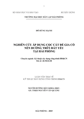 Nghiên Cứu Ứng Dụng Cọc Cát Gia Cố Nền Đường Tại Hải Phòng