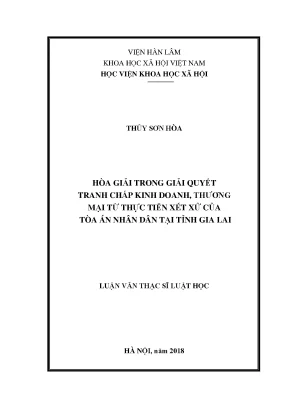 Hòa Giải Trong Giải Quyết Tranh Chấp Kinh Doanh Tại Tòa
