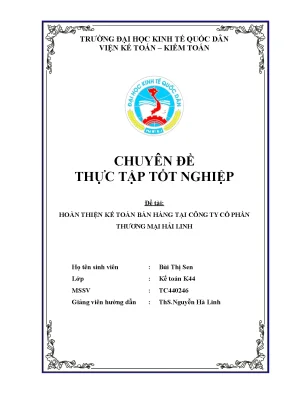 Hoàn Thiện Kế Toán Bán Hàng Tại Công Ty Cổ Phần Thương