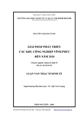 Giải Pháp Phát Triển Khu Công Nghiệp Vĩnh Phúc Đến Năm 2020