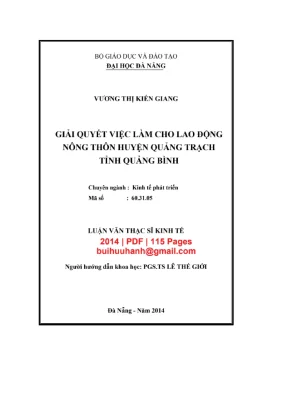 Việc làm lao động nông thôn Quảng Trạch: Thực trạng &