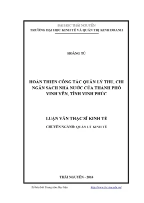 Hoàn thiện quản lý thu chi ngân sách nhà nước tại Vĩnh Yên
