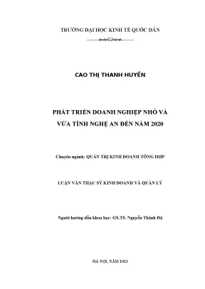 Phát Triển Doanh Nghiệp Nhỏ và Vừa Tại Nghệ An Đến Năm 2020