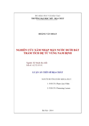 Nghiên Cứu Xâm Nhập Mặn Nước Dưới Đất Tại Vùng Nam Định