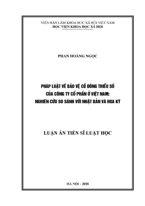 Nghiên Cứu So Sánh Pháp Luật Bảo Vệ Cổ Đông Thiểu Số Ở