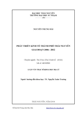 Phát Triển Kinh Tế Thành Phố Thái Nguyên Giai Đoạn 2006-2012
