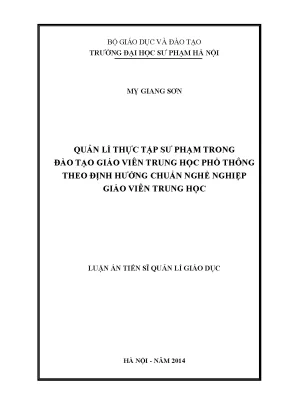 Quản Lý Thực Tập Sư Phạm Trong Đào Tạo Giáo Viên Trung