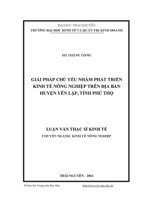 Giải pháp phát triển kinh tế nông nghiệp huyện Yên Lập,