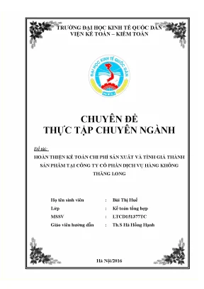 Hoàn thiện kế toán chi phí sản xuất tại Công ty Cổ phần 