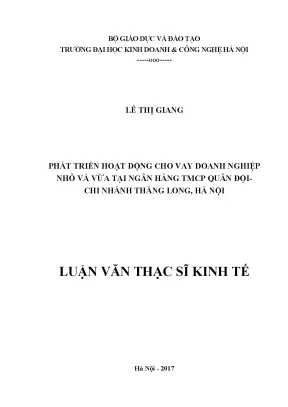 Phát Triển Cho Vay Doanh Nghiệp Nhỏ và Vừa Tại Ngân Hàng