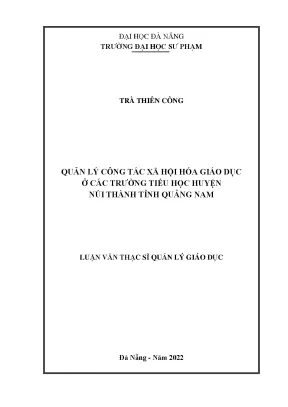 Quản Lý Công Tác Xã Hội Hóa Giáo Dục Tại Trường Tiểu Học