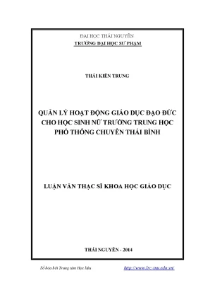 Quản Lý Hoạt Động Giáo Dục Đạo Đức Cho Học Sinh Nữ Tại