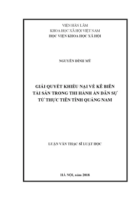 Giải Quyết Khiếu Nại Về Kê Biên Tài Sản Trong Thi Hành