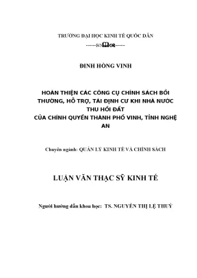Cải thiện chính sách bồi thường và tái định cư tại thành 