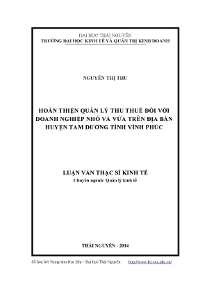 Hoàn thiện quản lý thu thuế cho doanh nghiệp nhỏ và vừa