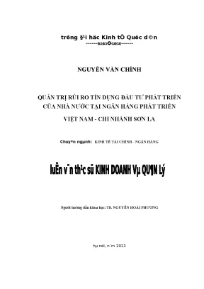 Quản Trị Rủi Ro Tín Dụng Đầu Tư Phát Triển Tại Ngân Hàng