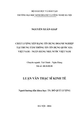 Nâng cao chất lượng xếp hạng tín dụng doanh nghiệp tại