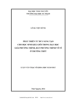Phát Triển Tư Duy Sáng Tạo Cho Học Sinh Khá Giỏi Trong
