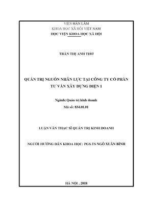 Quản Trị Nguồn Nhân Lực Hiệu Quả Tại Công Ty Cổ Phần Tư